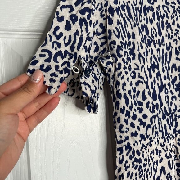 Baum & Pferdgarten Adamaris Blue Leopard Silk Blend Dress Women's Size 40 (US 10 - Picture 14 of 15